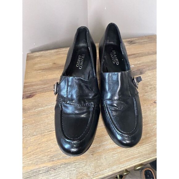 Franco Sarto Zuma Block Heel Loafer Heels - Black - Picture 3 of 8